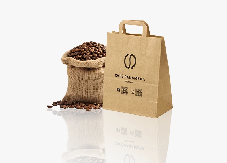 opakowanie torba papierowa marki cafe panamera z własnym nadrukiem - elegancka i stylowa 